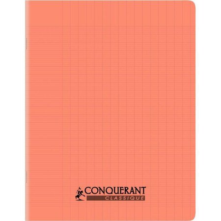 Cahier piqûre 32 pages  seyès 2 5 mm 90 g  couverture polypropylène rouge CONQUERANT