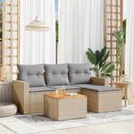 vidaXL Salon de jardin avec coussins 5Pièces mélange beige résine tressée