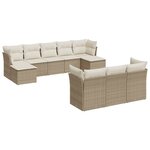 vidaXL Salon de jardin avec coussins 10 Pièces beige résine tressée