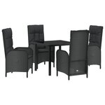 vidaXL Ensemble de Salle à Manger de Jardin 5 Pièces Noir Poly Rattan