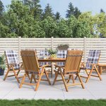 vidaXL Chaises de jardin inclinables et coussins lot de 6 bois teck