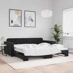 vidaXL Lit de jour avec lit gigogne noir 100x200 cm velours