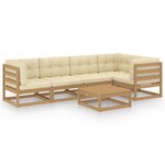 vidaXL Salon de jardin 6 Pièces avec coussins Bois de pin massif