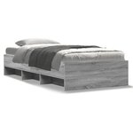 vidaXL Cadre de lit sonoma gris 75x190 cm bois d'ingénierie