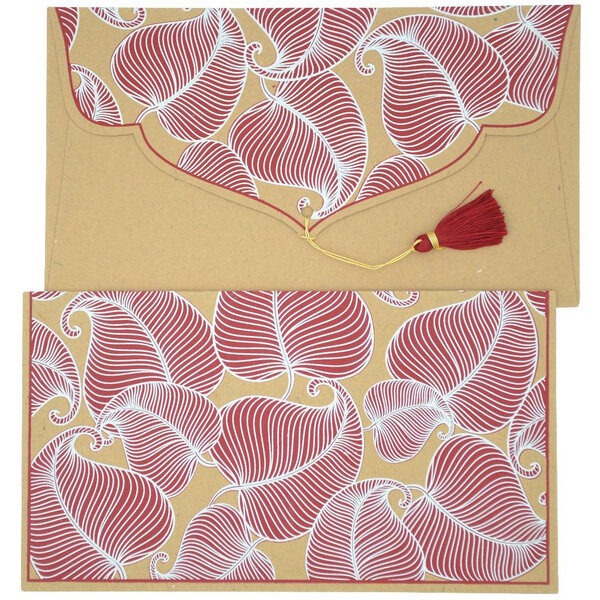 PAPERTREE NATURE Lot de 5 Enveloppes cadeau 19x10cm - Kraft/Bordeaux