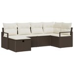 Ensemble de Canapé de Jardin de 6 Pièces avec Coussins en Rattan Synthétique Marron