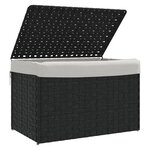 vidaXL Panier à linge avec couvercle noir 55 5x35x34 cm résine tressée
