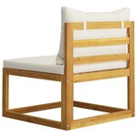 vidaXL Canapé central sectionnel et coussin blanc crème Bois d'acacia