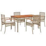 vidaXL Ensemble à manger de jardin avec coussins 5Pièces Beige poly rotin