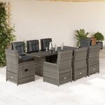 vidaXL Ensemble à manger de jardin 9 Pièces coussins gris résine tressée