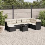 vidaXL Salon de jardin 9 Pièces avec coussins noir résine tressée