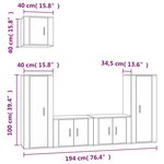 vidaXL Ensemble de meubles TV 5 Pièces Blanc brillant Bois d'ingénierie