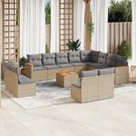 vidaXL Salon de jardin et coussins 13 Pièces mélange beige résine tressée