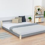 Lit double scandinave COMFY 180 x 200 gris et naturel