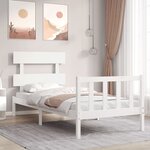 vidaXL Cadre de lit avec tête de lit blanc simple bois massif