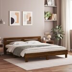vidaXL Cadre de lit avec LED sans matelas chêne marron 200x200 cm