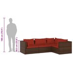 vidaXL Salon de jardin 4 Pièces avec coussins Résine tressée Marron