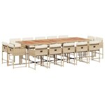vidaXL Ensemble à manger de jardin et coussins 15 Pièces beige