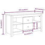 vidaXL Meuble TV Blanc 103x36 5x52 cm Bois de pin massif
