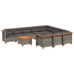 vidaXL Salon de jardin 11 Pièces avec coussins gris résine tressée
