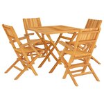 vidaXL Ensemble à manger de jardin 5 Pièces Bois de teck massif