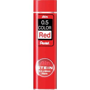 étui de 20 mines 0 5 de couleur AIN STEIN rouge PENTEL