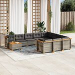 vidaXL Salon de jardin 11 Pièces avec coussins gris résine tressée
