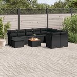vidaXL Salon de jardin 11 Pièces avec coussins noir résine tressée