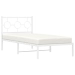vidaXL Cadre de lit métal avec tête de lit blanc 90x190 cm