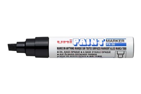 Marqueur PAINT Marker PX30 Pte biseautée large 4 - 8,5mm Noir UNIBALL