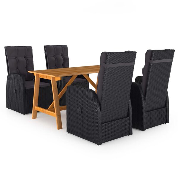 vidaXL Ensemble de salle à manger de jardin 5 Pièces Noir
