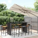 vidaXL Ensemble de bar jardin 9 Pièces noir poly rotin/bois massif acacia