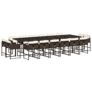 vidaXL Ensemble à manger de jardin et coussins 17 Pièces marron rotin