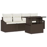 vidaXL Ensemble de Canapé de Jardin 5 Pièces avec Coussins Marron Poly Rattan