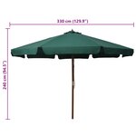 vidaXL Parasol avec mât en bois 330 cm Vert