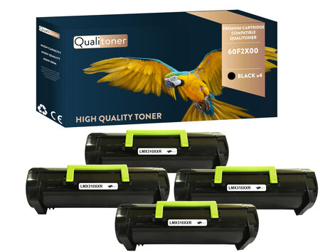 Qualitoner x4 toners 60f2x00 noir compatible pour lexmark