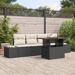 vidaXL Ensemble de canapé de jardin 5 pièces avec coussins en poly rotin noir