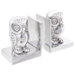 Serre-livres vidaXL 2 Pièces Argent 7x9x11 cm Aluminium Hibou