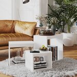 vidaXL Tables gigognes 3 Pièces Blanc Aggloméré