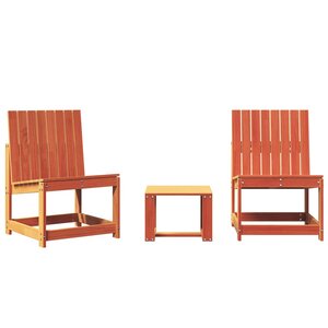vidaXL Salon de jardin 3 Pièces cire marron bois de pin massif