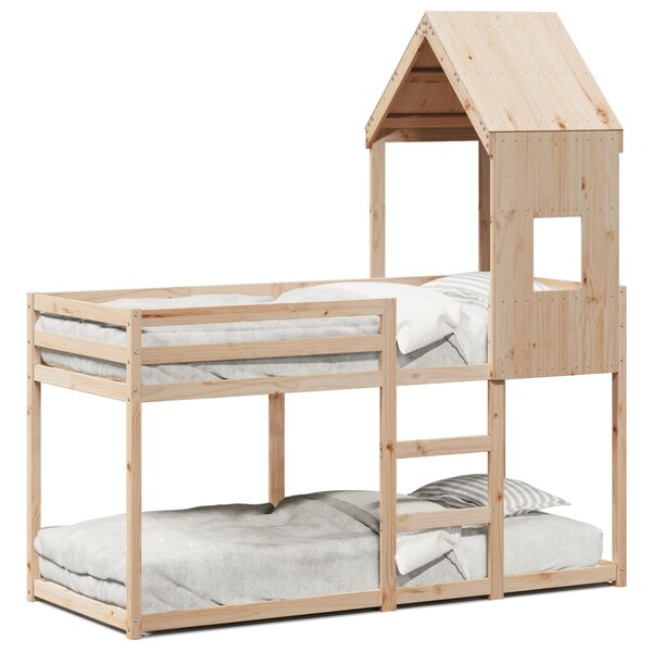 vidaXL Lit superposé avec toit 80x200 cm bois de pin massif