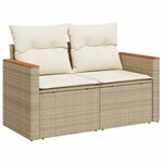 vidaXL Salon de jardin avec coussins 9 Pièces beige résine tressée