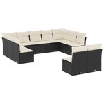vidaXL Salon de jardin 11 Pièces avec coussins noir résine tressée