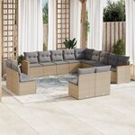 vidaXL Salon de jardin avec coussins 13 Pièces beige résine tressée