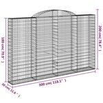 vidaXL Paniers à gabions arqués 2 Pièces 300x30x180/200 cm fer galvanisé