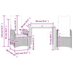 vidaXL Ensemble de bistro de jardin 3 Pièces coussins gris poly rotin