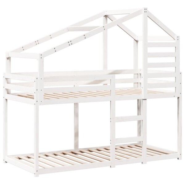 vidaXL Lit superposé avec toit blanc 90x200 cm bois de pin massif