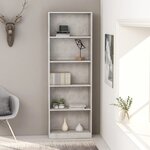 vidaXL Bibliothèque à 5 niveaux Gris béton 60x24x175cm Bois ingénierie