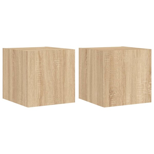 vidaXL Meubles TV muraux lumières LED 2 Pièces chêne sonoma 30 5x35x30 cm