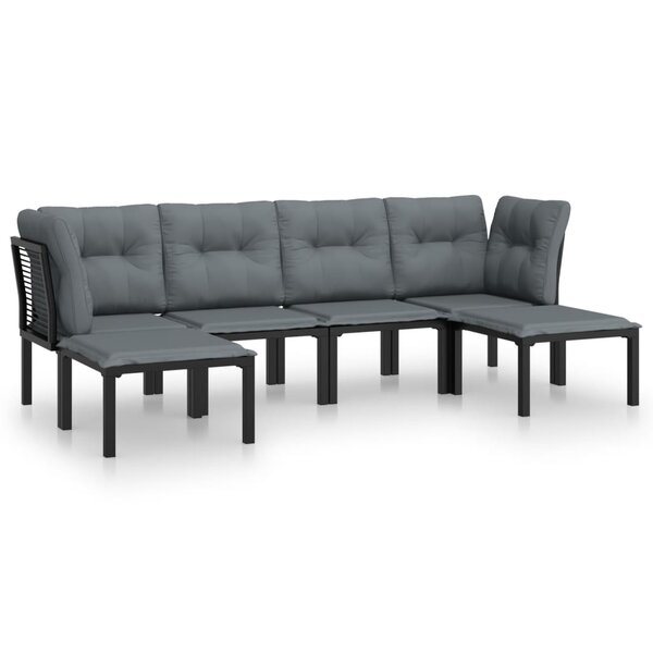 vidaXL Salon de jardin 6 Pièces noir et gris résine tressée